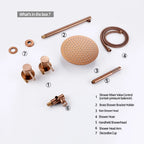 Rosa | Rose Gold Rainfall Shower Set Brass Wall Mounted Mixer with 10 Inch Head