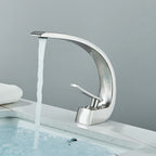 Curva | Brass Curved Basin Faucet Single Handle Deck Mounted Bathroom Tap