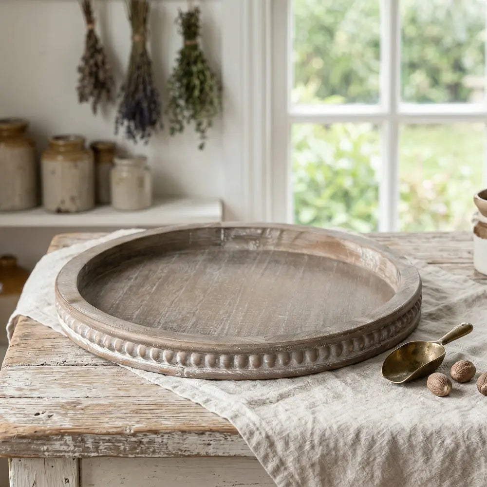 Fattoria | Rustic Wooden Serving Tray for Tea Snacks and Candle Display