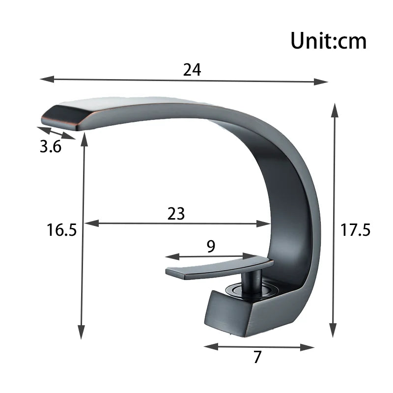 Curva | Brass Curved Basin Faucet Single Handle Deck Mounted Bathroom Tap