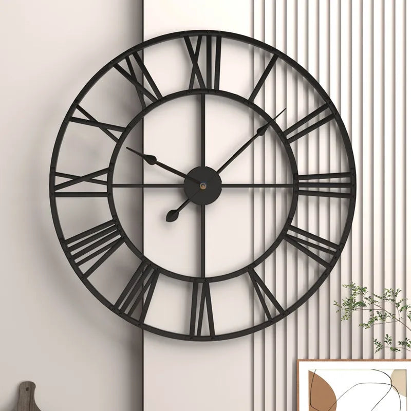 Numero | 3D Roman Numeral Metal Wall Clock Silent Retro Round Hanging Clock
