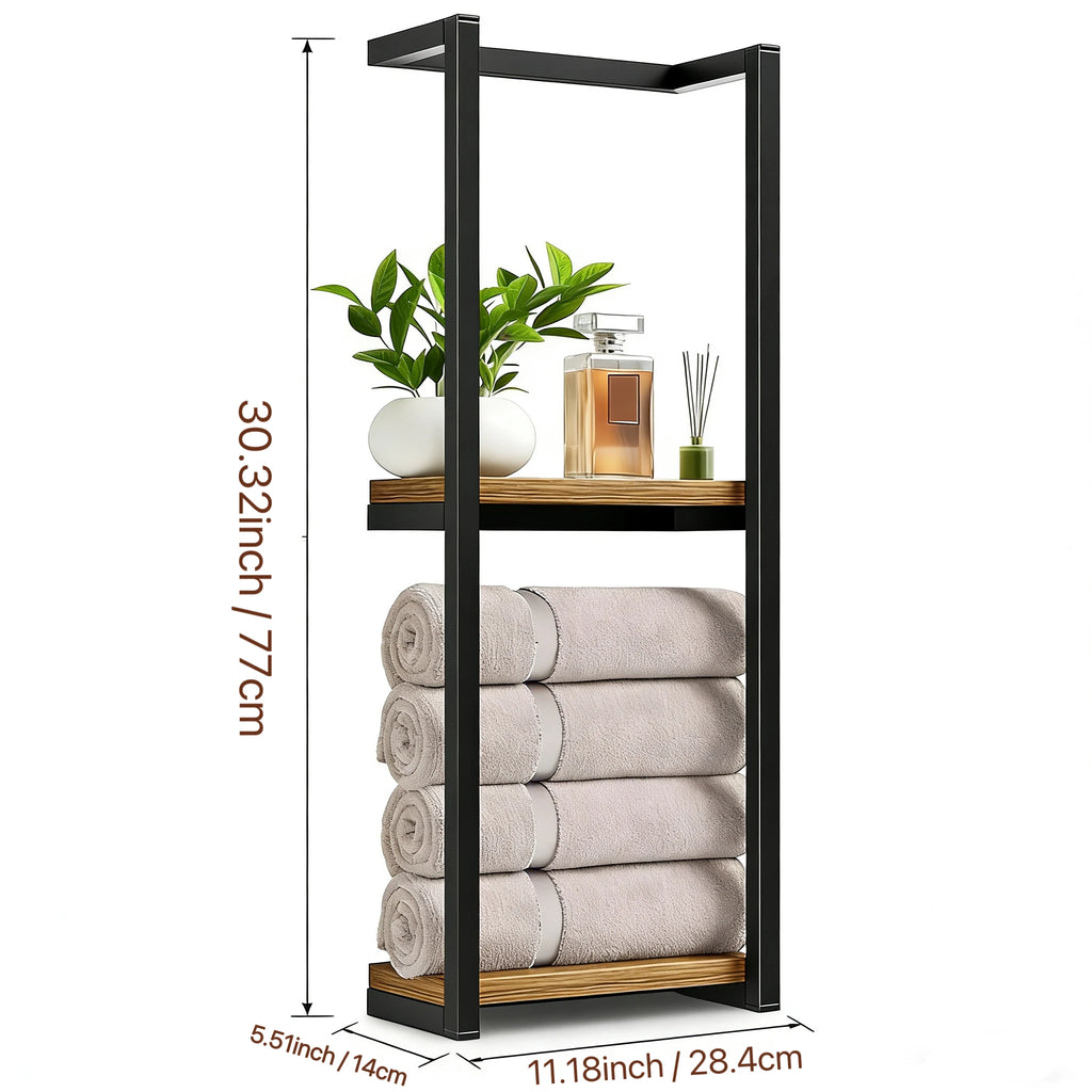 Doppio | Two Bar Wall Mounted Towel Rack Large Capacity Cast Iron Bathroom Holder