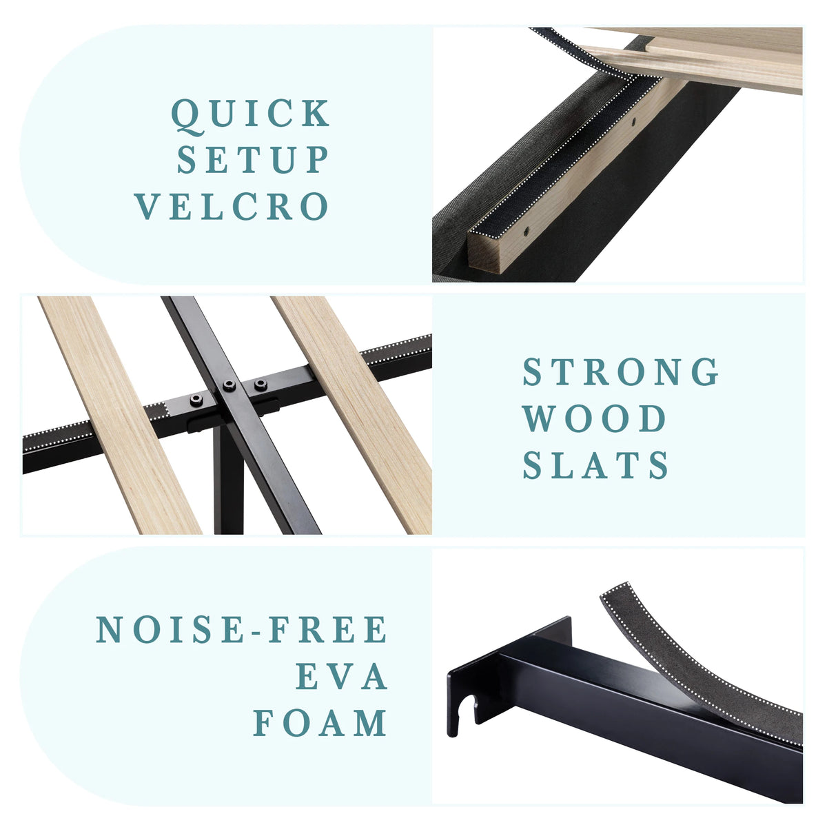 Lino | Fabric Platform Bed Frame with Headboard and Strong Wood Slat Support