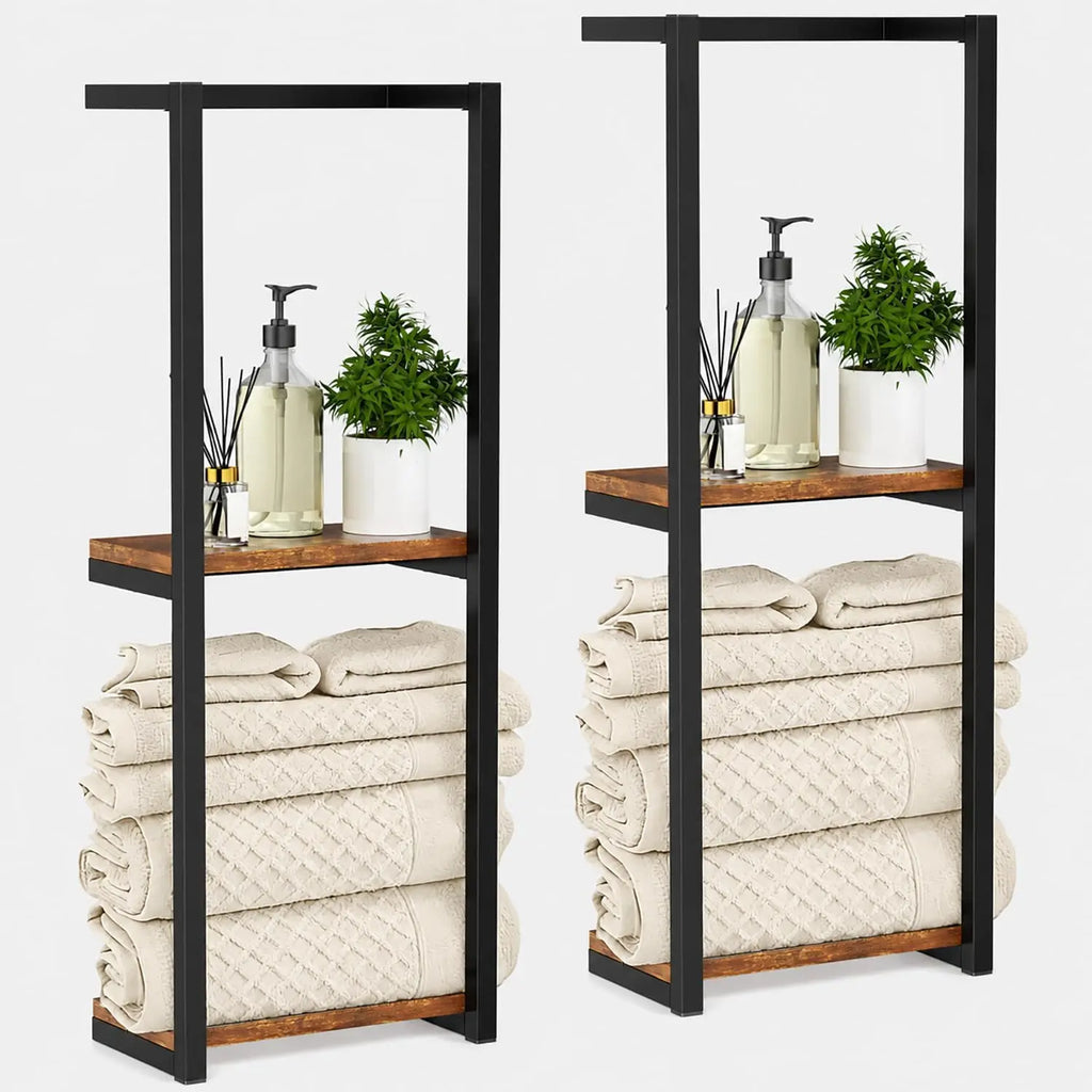 Doppio | Two Bar Wall Mounted Towel Rack Large Capacity Cast Iron Bathroom Holder