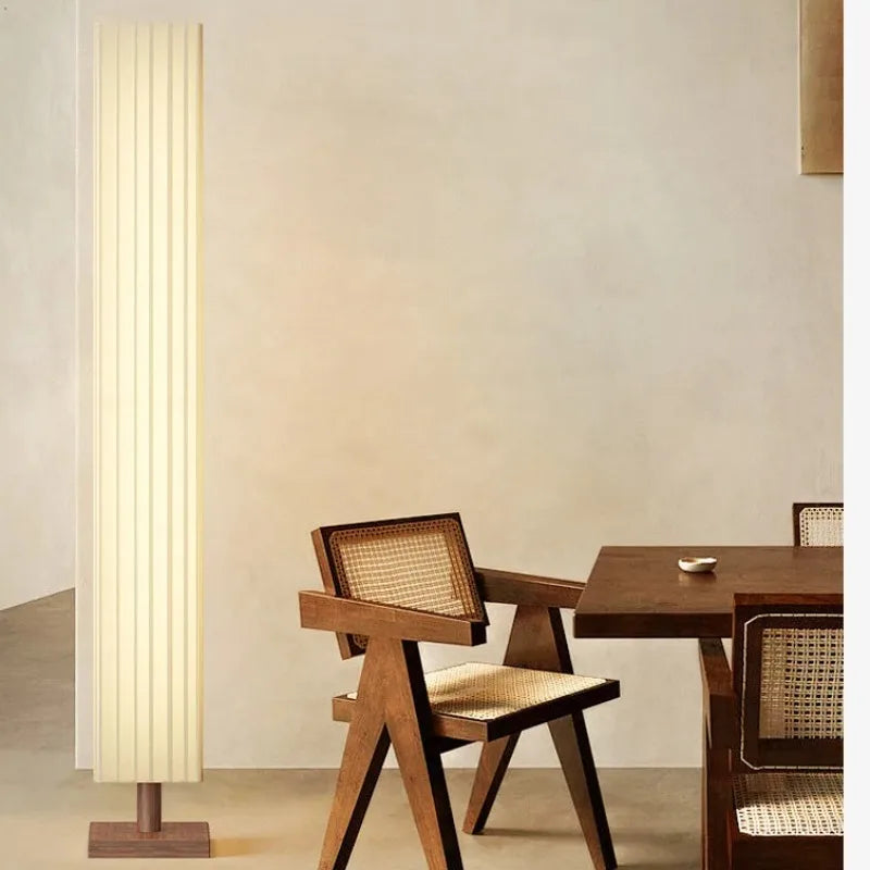 Sabi | Wabi Sabi Fabric and Wood Floor Lamp Quiet Standing Light for Bedside