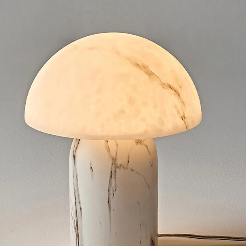 Marmo | Marble Pattern Resin Mushroom Table Lamp with E14 Base for Bedroom