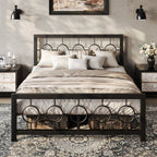 Cerchio | Metal Platform Bed with Vintage Circular Headboard and Footboard
