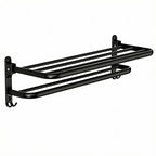 Pieghevole | Foldable Wall Mounted Towel Rack with Hooks Steel Bathroom Storage
