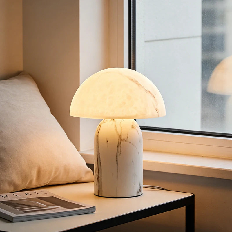 Marmo | Marble Pattern Resin Mushroom Table Lamp with E14 Base for Bedroom