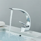 Curva | Brass Curved Basin Faucet Single Handle Deck Mounted Bathroom Tap