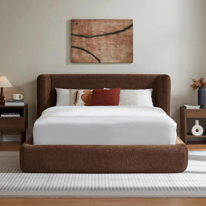 Nembo | Queen Cloud Platform Bed Frame All Foam Upholstered with Headboard