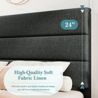 Lino | Fabric Platform Bed Frame with Headboard and Strong Wood Slat Support