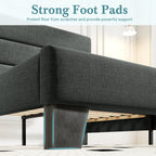 Lino | Fabric Platform Bed Frame with Headboard and Strong Wood Slat Support