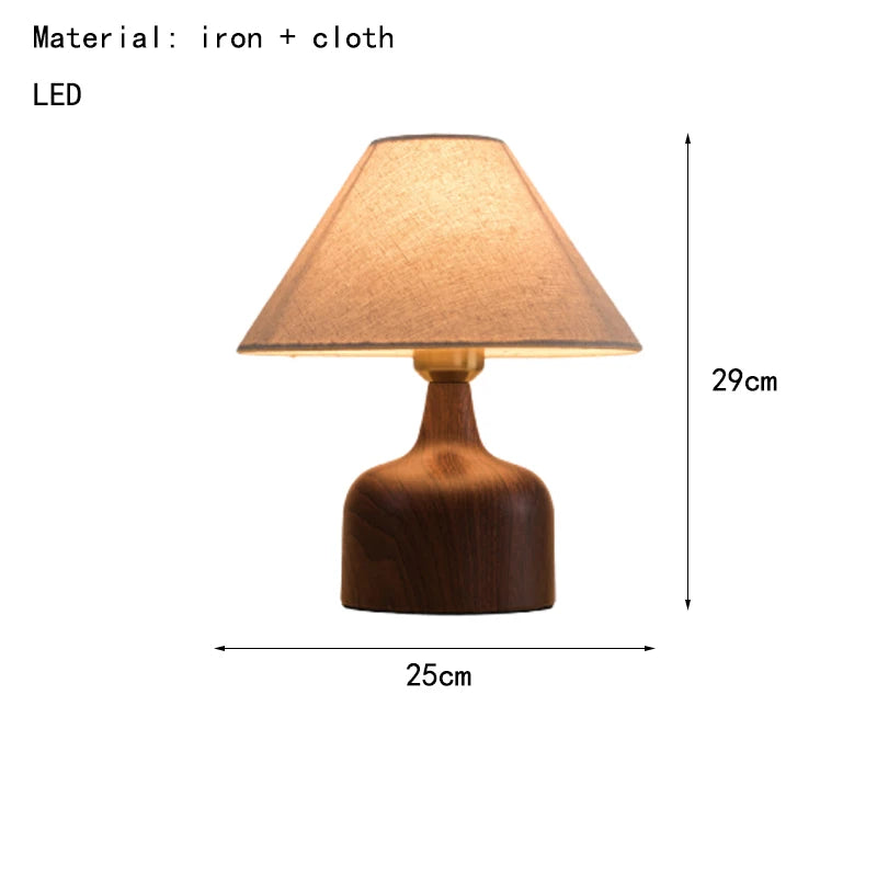 Betula | Wood and Iron Table Lamp with Fabric Shade for Home Office and Living Room