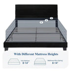 Basilio | Fully Upholstered Platform Bed Frame with Wood Slat Support in Dark Gray