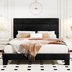 Lino | Fabric Platform Bed Frame with Headboard and Strong Wood Slat Support