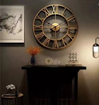 Numero | 3D Roman Numeral Metal Wall Clock Silent Retro Round Hanging Clock
