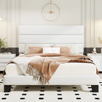Lino | Fabric Platform Bed Frame with Headboard and Strong Wood Slat Support