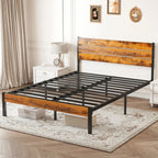 Rovere | Wood Headboard Metal Platform Bed Frame with 800 lb Support