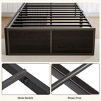 Notte | Twin Metal Platform Bed with Footboard and Two Extra Large Storage Drawers