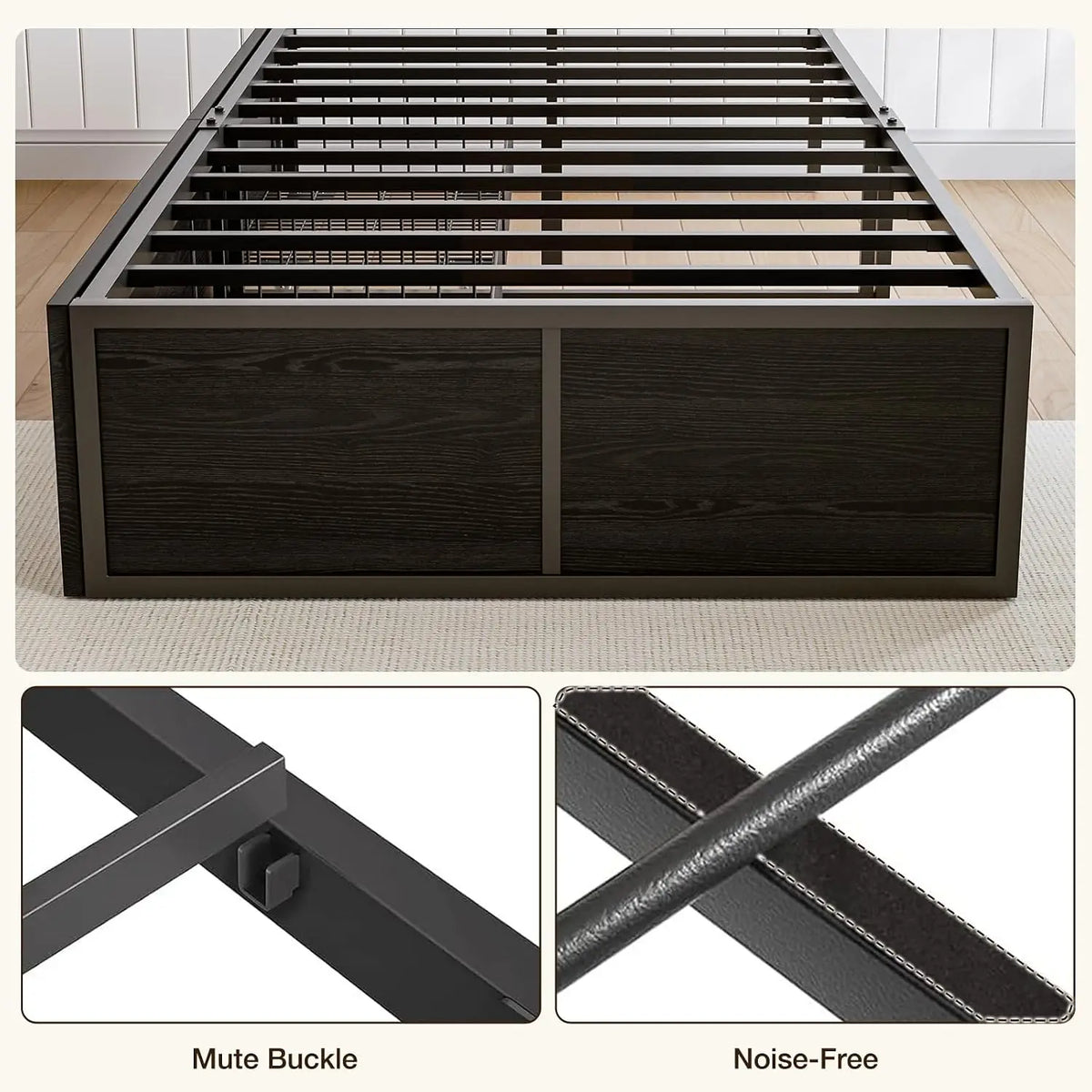 Notte | Twin Metal Platform Bed with Footboard and Two Extra Large Storage Drawers
