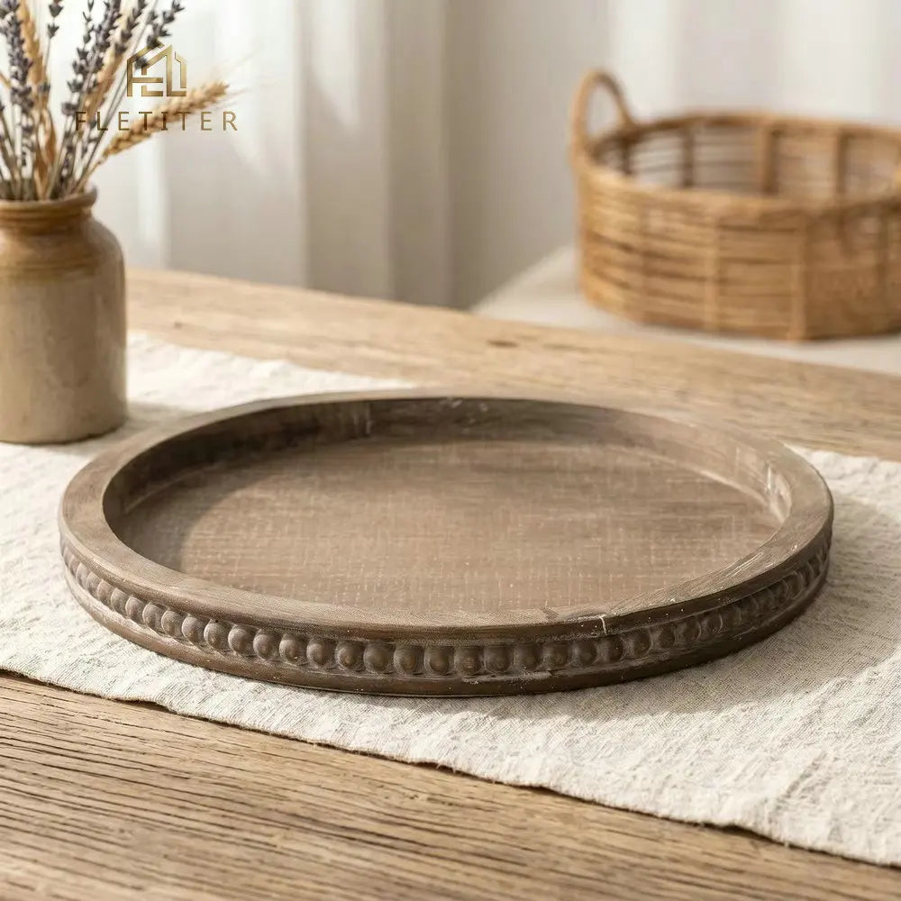 Fattoria | Rustic Wooden Serving Tray for Tea Snacks and Candle Display
