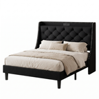 Ala Queen Wingback Bed Frame — white background hero