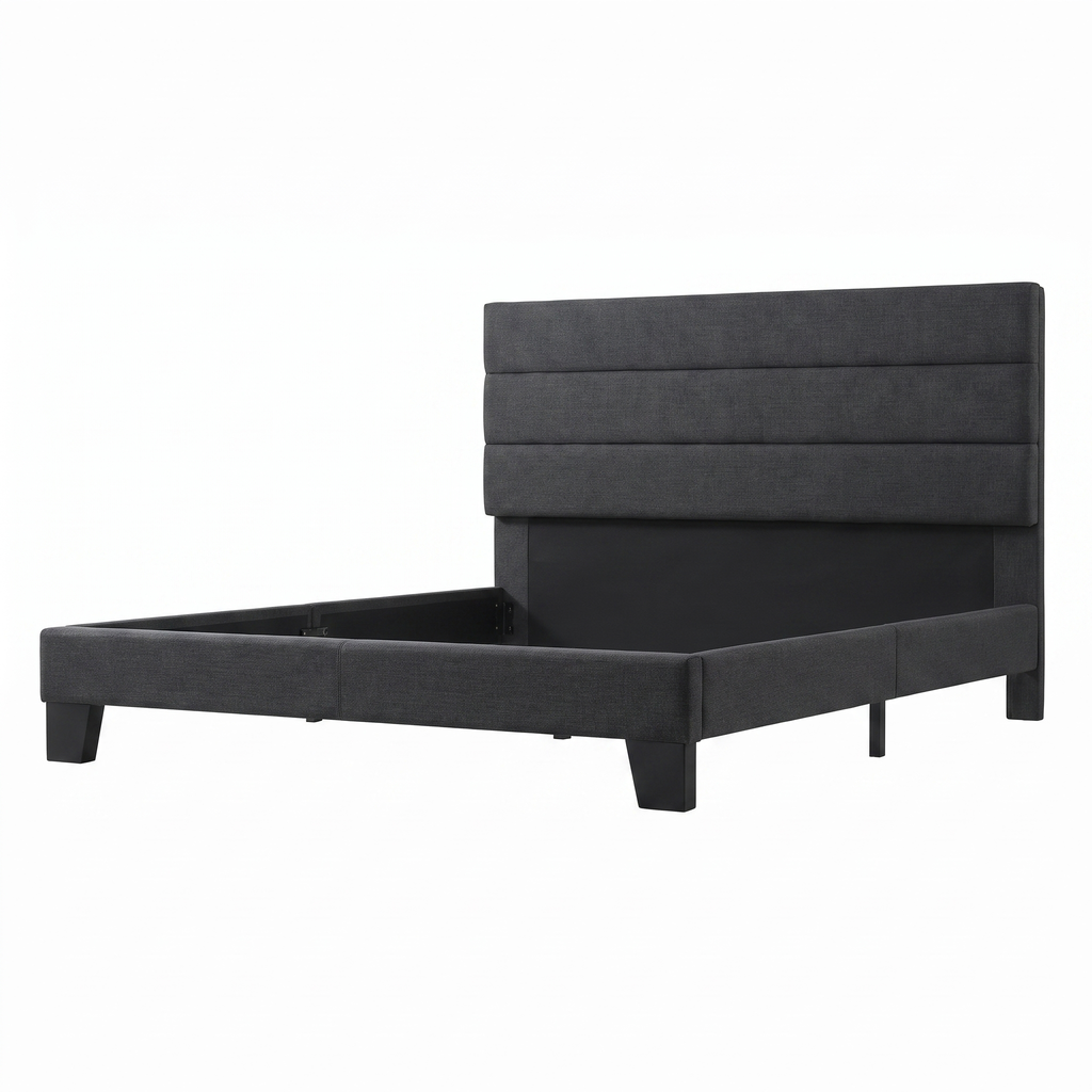 Basilio Fully Upholstered Platform Bed Frame — white background hero