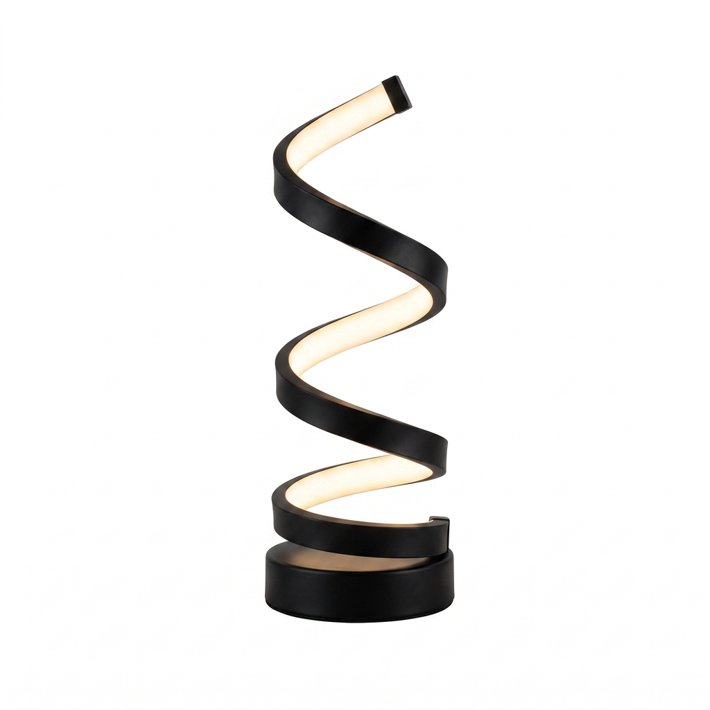 Elica dimmable spiral LED table lamp — white background hero