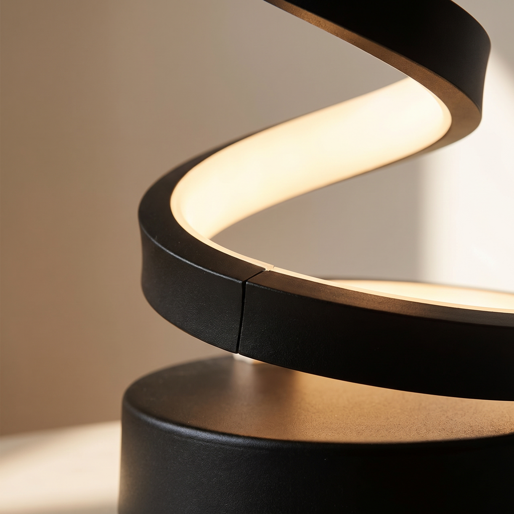 Elica dimmable spiral LED table lamp — spiral and base detail