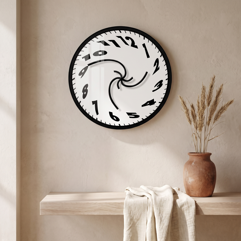 Fluido wall clock in a warm neutral interior