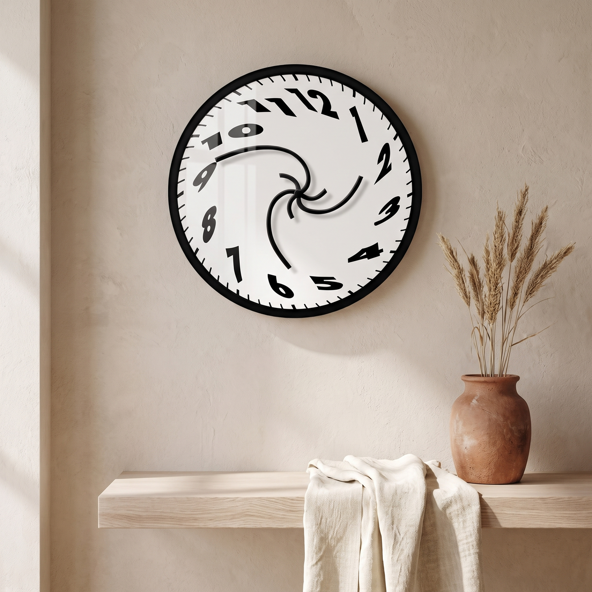 Fluido wall clock in a warm neutral interior