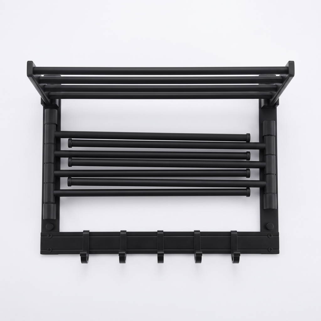Aria Foldable Rotating Wall Mounted Towel Rack — white background hero