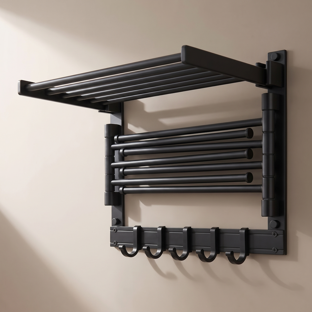 Aria Foldable Rotating Wall Mounted Towel Rack — aluminum finish detail