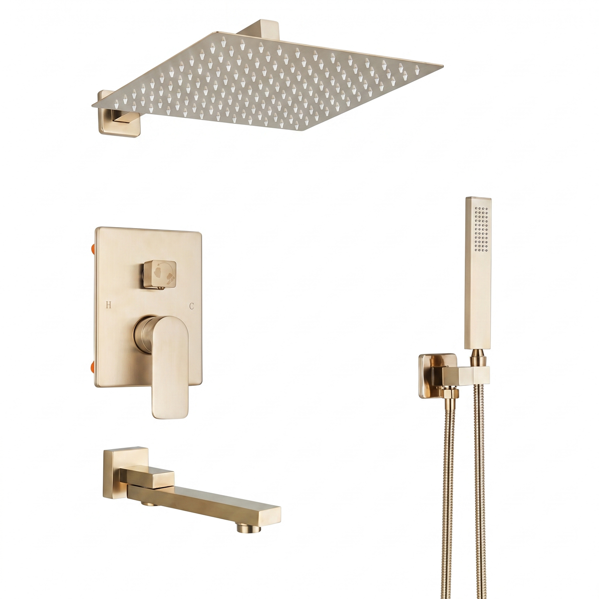 Aurora Brushed Gold Concealed Shower System — white background hero