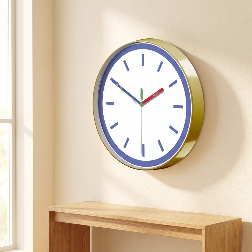 Azzurro Abstract Geometric Wall Clock — room side angle