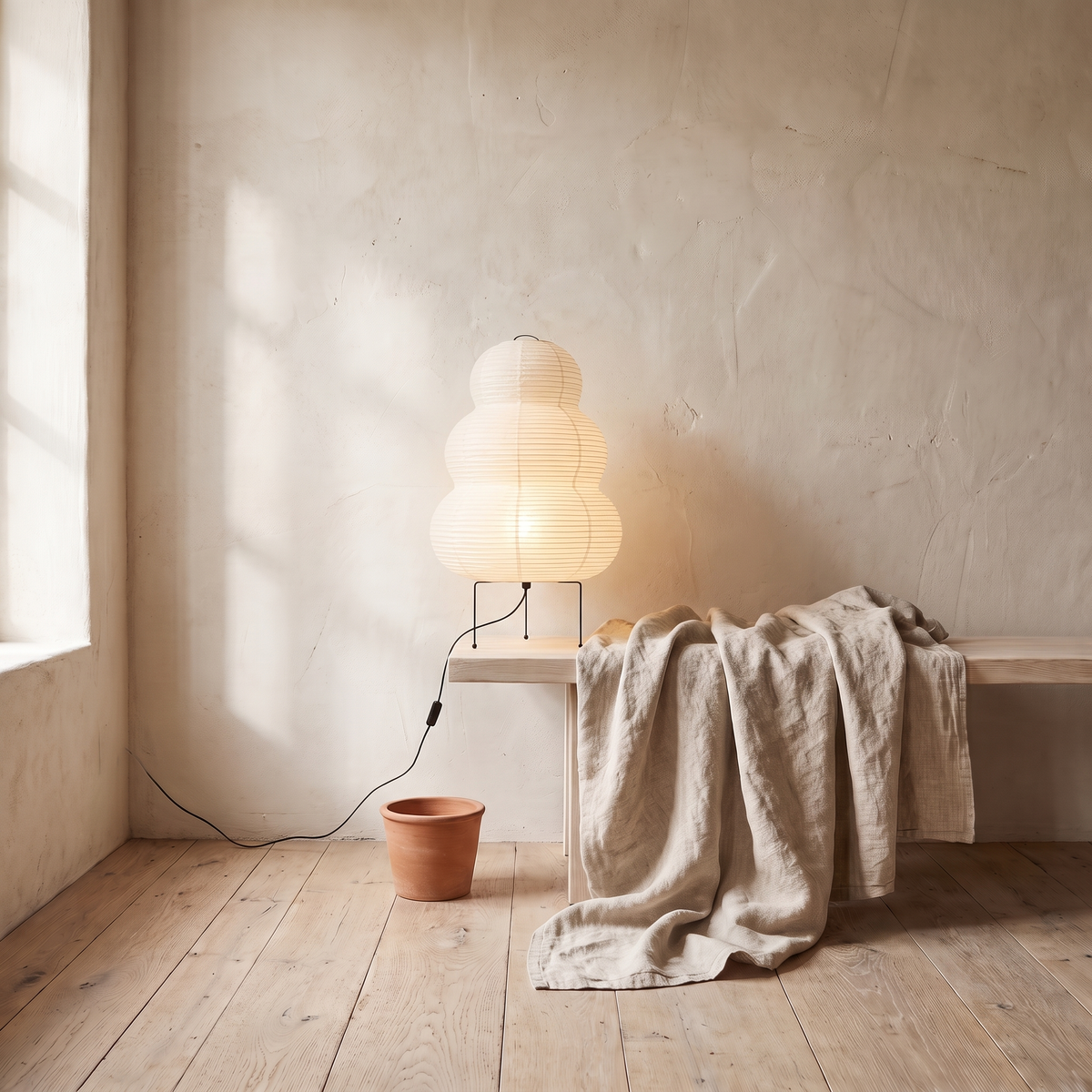 Washi table lamp, wider view