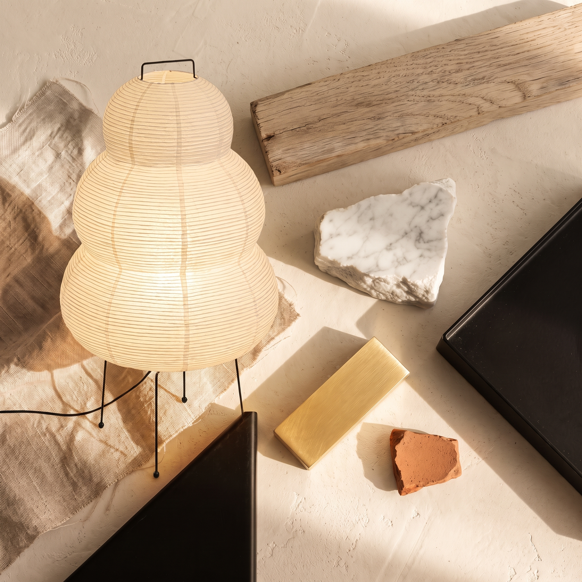 Washi table lamp detail